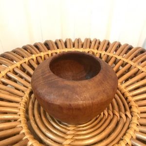MCM round wooden trinket box/ candle holder